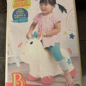 Inflatable Unicorn Hopper Toy in White & Teal